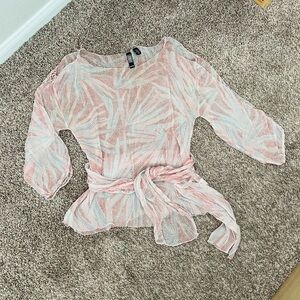 Laudry  Silk Cold Sleeve Sheer Blouse Size Large